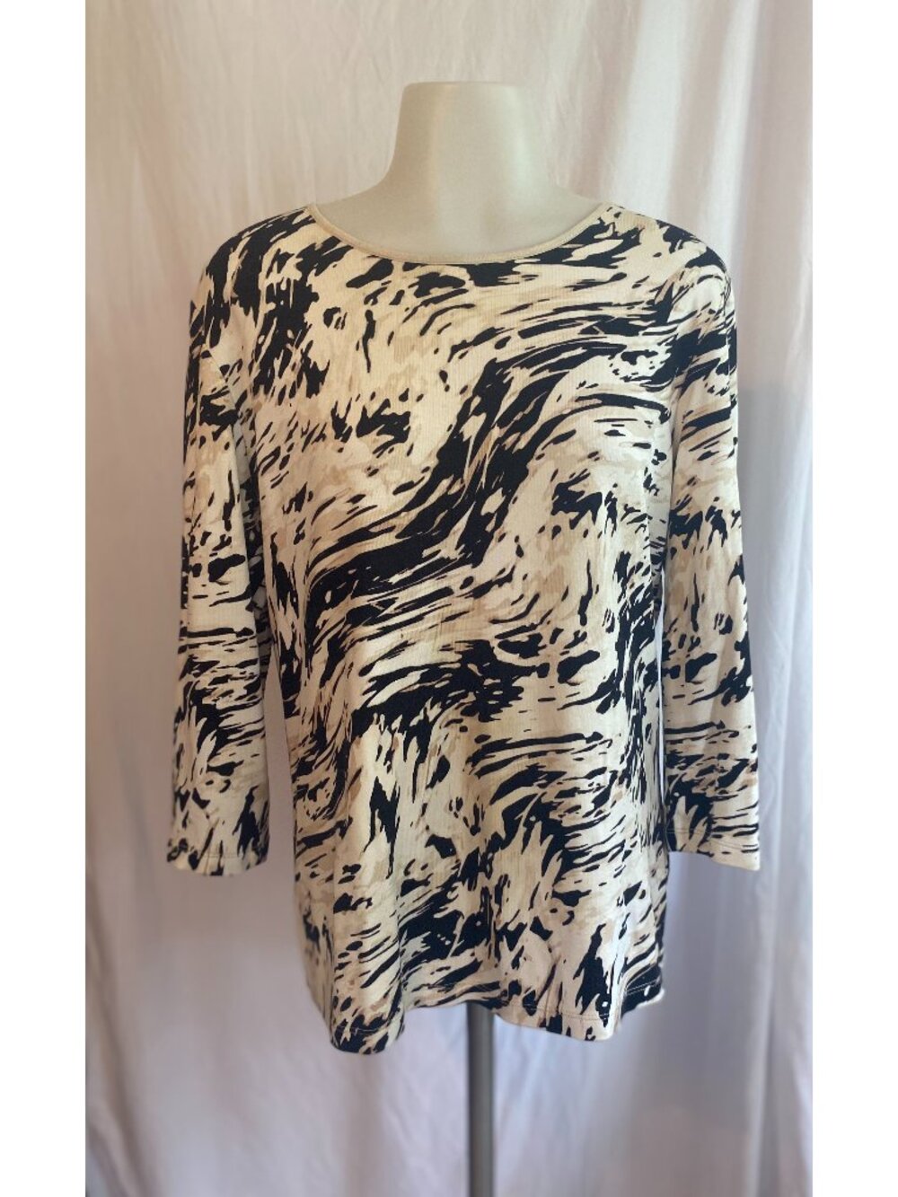 JM Collection Abstract Print 3/4 Sleeve Top